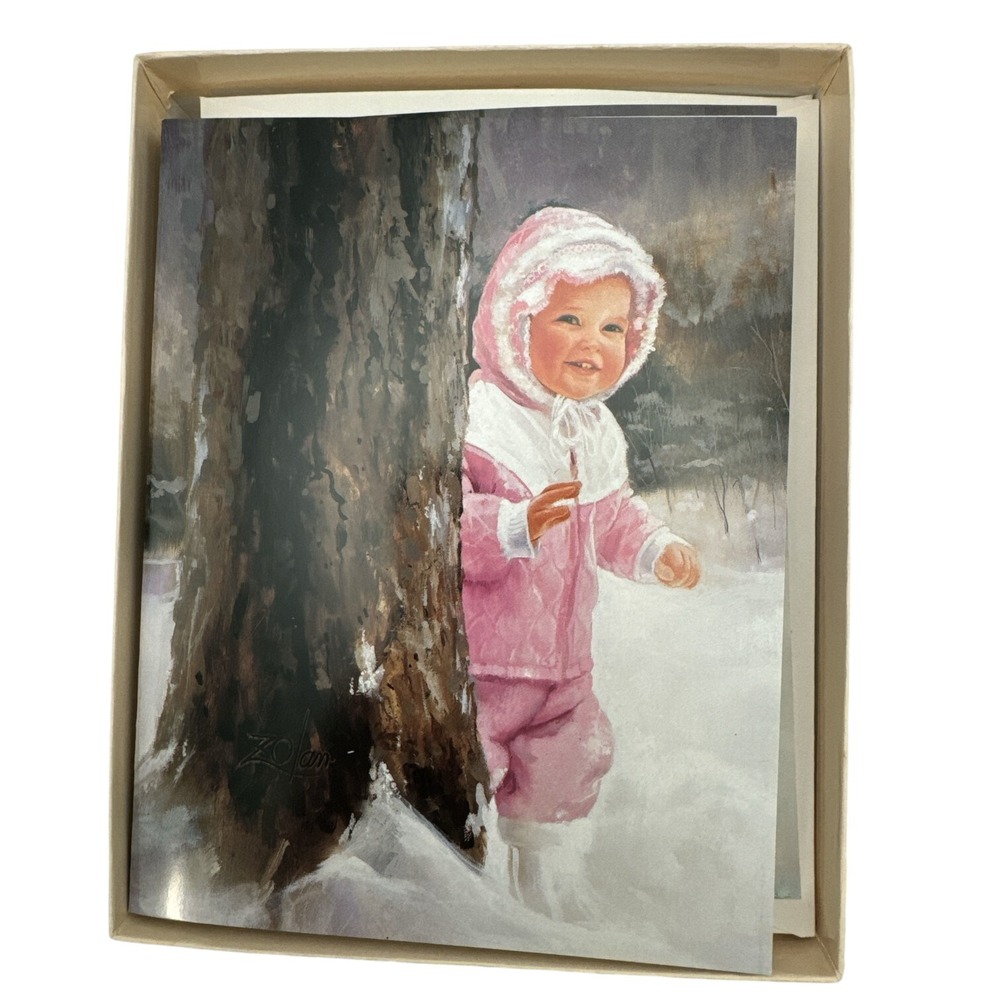 Donald Zolan Limited Edition Snowy Adventure Christmas Holiday Card Set/12 1990